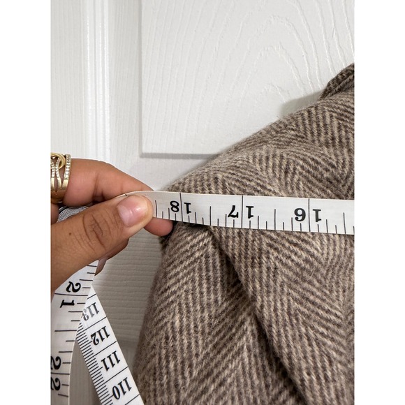 Nobler Fashions Women's Wool Blend Herringbone Shawl Collar Overcoat Tan - Picture 10 of 11